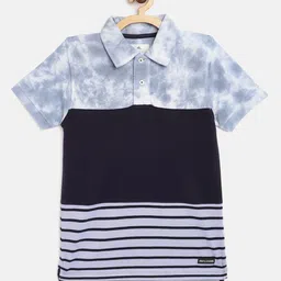 Cherry Crumble Boys Blue Striped & Dyed Polo Collar T-shirt-picture-6