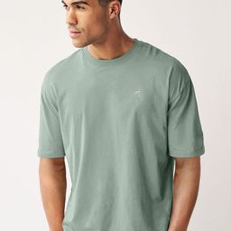 Urbano Fashion Men Solid Round Neck Cotton Oversized T-shirt-image-34