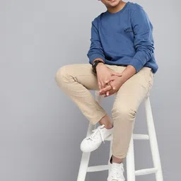 Nautica Boys Blue Solid Pure Cotton Sweatshirt-image-116