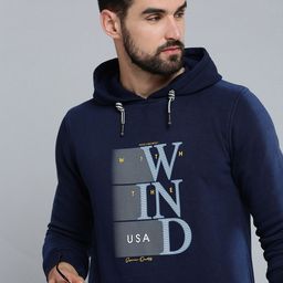 SHOWOFF Men Navy Blue Printed Hooded Cotton Sweatshirt-image-61
