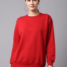 mack jonney VIMAL JONNEY Women Maroon Solid Cotton Sweatshirt-picture-43