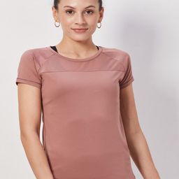 SEEQ Women Rust Moisture Wicking Training or Gym T-shirt-image-79
