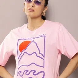 DILLINGER Graphic Printed Embossed Oversized Pure Cotton T-Shirt-image-59
