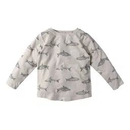 Nino Bambino Girls Grey Printed Round Neck Organic Cotton Sustainable T-shirt-image-95