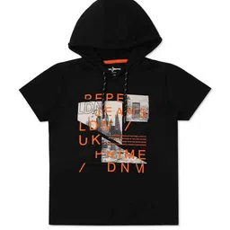 Pepe Jeans Boys Graphic Printed Hooded Pure Cotton T-shirt-image-77