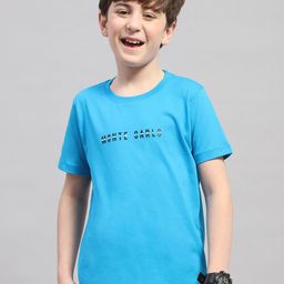 Monte Carlo Boys Round Neck Short Sleeves Typography Printed Pure Cotton T-shirt-23