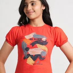 Beverly Hills Polo Club Girls Abstract Printed Round Neck Pure Cotton T-shirt-image-91