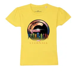 Marvel by Wear Your Mind Girls Yellow Printed Pure Cotton T-shirt-image-123