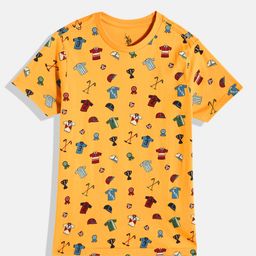 U.S. Polo Assn. Kids Boys Yellow Printed Pure Cotton T-shirt-image-64