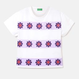 United Colors of Benetton Girls Floral Printed Pure Cotton T-shirt-image-2