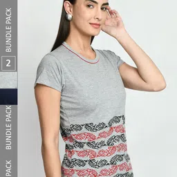 IndiWeaves Pack Of 2 Graphic Printed Pure Cotton T-shirt-image-20