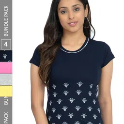 IndiWeaves Pack of 4 Graphic Printed Pure Cotton T-shirt-image-82
