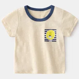StyleCast Boys Beige Graphic Printed Round Neck Short Sleeves Pure Cotton T-shirt-image-31