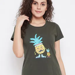 Clovia Women Printed Pure Cotton Lounge T-Shirt-image-92