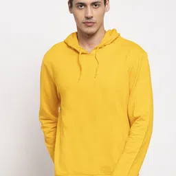 DOOR74 Men Yellow Hooded Sweatshirt-picture-36