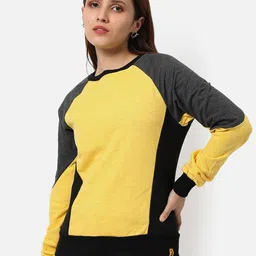 Campus Sutra Women Yellow & Grey Colourblocked Cotton Sweatshirt-image-31