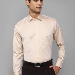 Luxure by Louis Philippe Men Beige Pure Cotton Slim Fit Formal Shirt-image-17