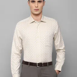 Louis Philippe Gods & Kings Men Cream-Coloured Slim Fit Checked Giza Cotton Formal Shirt-image-112
