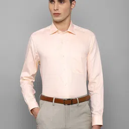 Louis Philippe Gods & Kings Men Peach-Coloured Slim Fit Giza Cotton Formal Shirt-image-38