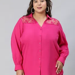 Oxolloxo Plus Size Relaxed Spread Collar Casual Shirt-image-36