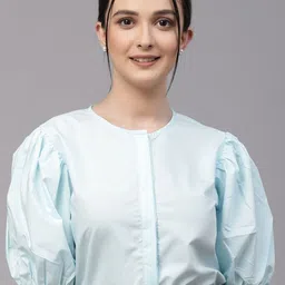 Style Quotient Puff Sleeves Cotton Shirt Style Top-picture-7
