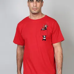 FFLIRTYGO Men Red Panda Pocket Printed T-shirt-0