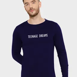 T-SHIRT TRUCK Men Navy Blue Typography T-shirt-image-81