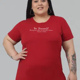 Trend Level Plus Size Typography Printed Cotton T-shirt-image-40