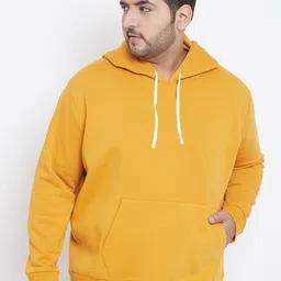 Instafab Plus Men Mustard Solid Hooded Sweatshirt-image-95
