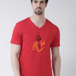 Friskers Mahadev Printed V-Neck T-shirt-image-42
