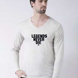 Friskers Legend Never Die Printed V-Neck Full Sleeves Cotton T-shirt-image-75