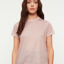 Trendyol Women Brown Striped T-shirt-image-34