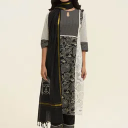 Jaipur Kurti Printed Buddha Embroidered Kurta Set-image-95
