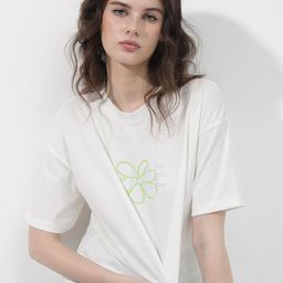 RAREISM Round Neck Drop Shoulder Typographic Printed Boxy Cotton T-shirt-image-69