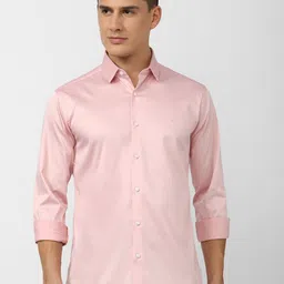 V Dot Slim Fit Spread Collar Opaque Casual Shirt-image-67