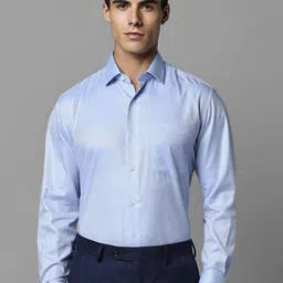 Luxure by Louis Philippe Micro Ditsy Self Design Spread Collar Pure Cotton Formal Shirt-image-54