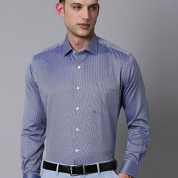Luxure by Louis Philippe Textured Classic Fit Opaque Cotton Formal Shirt-image-16