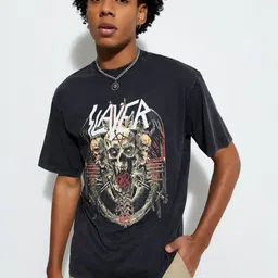 max Men Printed Mandarin Collar Applique T-shirt-image-60