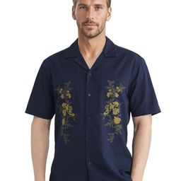 RARE RABBIT Men Comfort Relaxed Fit Cuban Collar Floral Printed Cotton Linen Casual Shirt-image-77