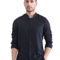 RARE RABBIT Men Comfort Fit Mandarin Collar Solid Casual Shirt-image-59