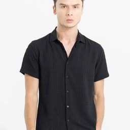 Snitch Black Classic Slim Fit Self Design Casual Shirt-image-85