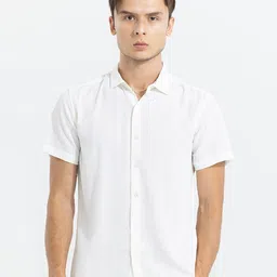 Snitch White Classic Slim Fit Casual Shirt-image-83