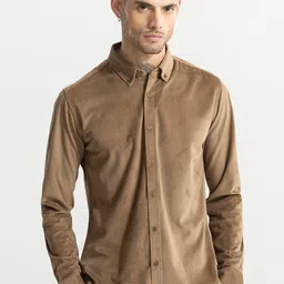 Snitch Brown Classic Slim Fit Textured Casual Shirt-image-43