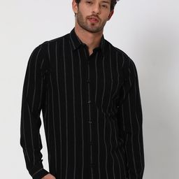 Mufti Striped Twill Slim Fit Cotton Linen Casual Shirt-image-52