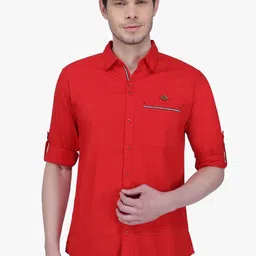 Kuons Avenue Men Red Smart Slim Fit Casual Shirt-image-93