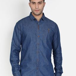 Kuons Avenue Men Blue Smart Denimax Slim Fit Cotton Casual Shirt-image-95