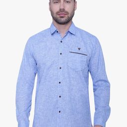 Kuons Avenue Men Blue Smart Slim Fit Linen Cotton Casual Shirt-image-79
