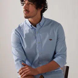 Andamen Oxford Button-Down Collar Slim Fit Cotton Casual Shirt-image-11