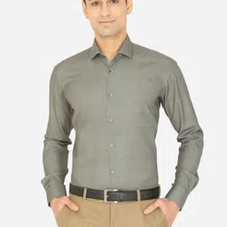 JB STUDIO Men Olive Green Slim Fit Cotton Formal Shirt-image-60