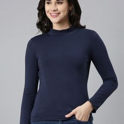 TWIN BIRDS High Neck Ribbed Casual T-Shirt-image-30